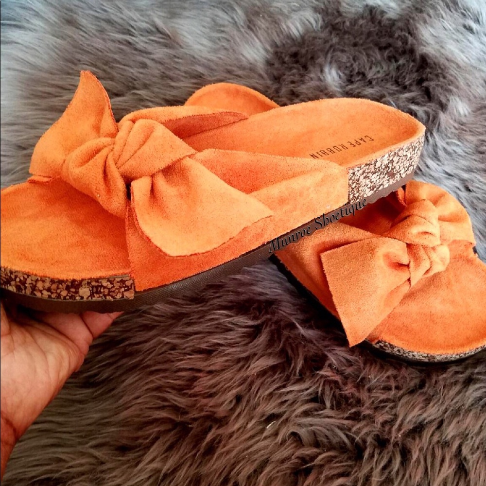 Orange Bow Flat Sandal